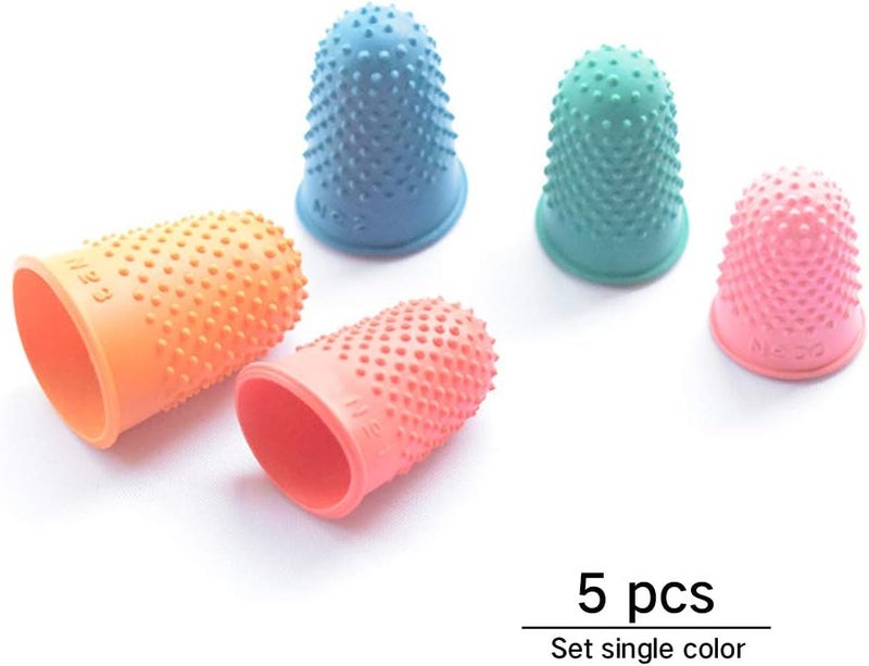 AUMACHEN Thimble Protectors 5Pcs, Finger Protectors, Rubber Fingers Thimble Guard Tips Caps Pads Cover Craft Finger Tip Sewing Counting Protector for Embroidery, Sewing, Cutting (Pink) - Image 5